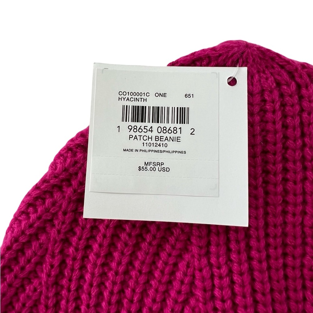 Coach Patch Rib Knit Wool Blend Beanie In Hyacinth NWT - Picture 4 of 6